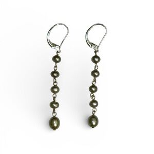Sterling Silver Grey Pearl Drop Earrings